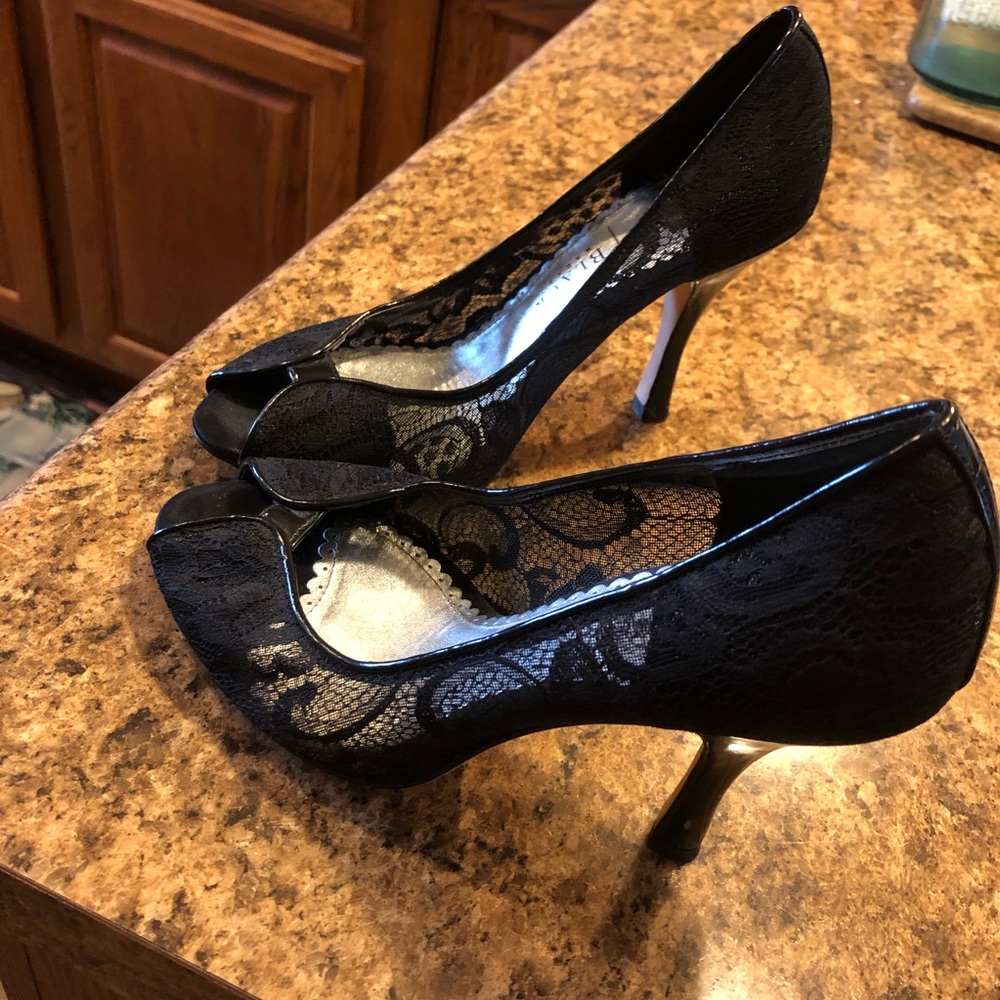 White House Black Market Black Lace Heels